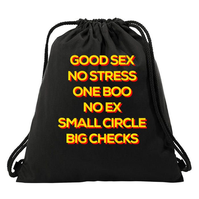 Good Sex No Stress One Boo No Ex Small Circle Big Checks Drawstring Bag