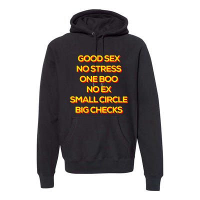 Good Sex No Stress One Boo No Ex Small Circle Big Checks Premium Hoodie