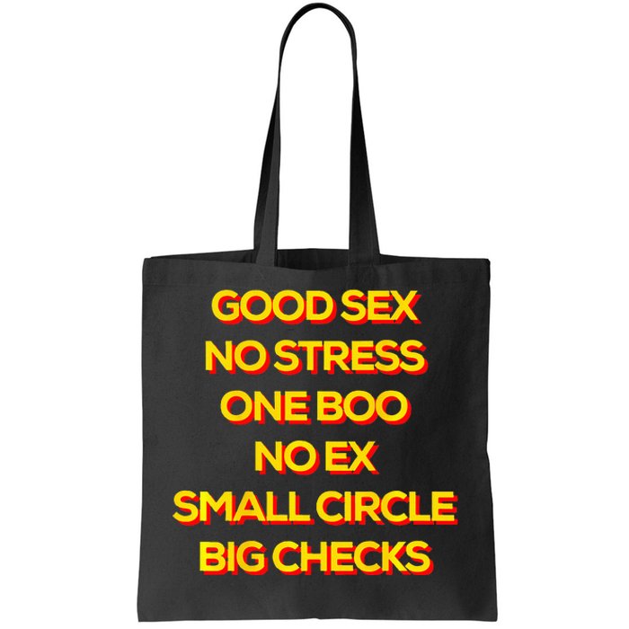 Good Sex No Stress One Boo No Ex Small Circle Big Checks Tote Bag