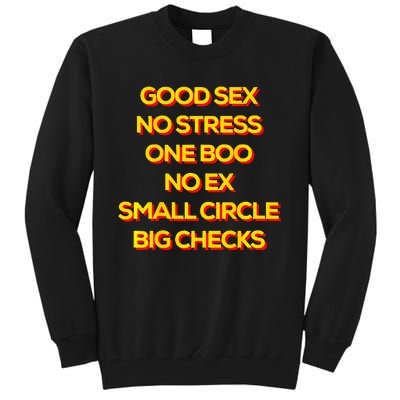 Good Sex No Stress One Boo No Ex Small Circle Big Checks Tall Sweatshirt