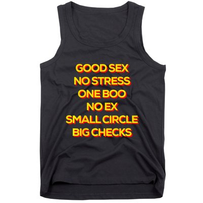 Good Sex No Stress One Boo No Ex Small Circle Big Checks Tank Top