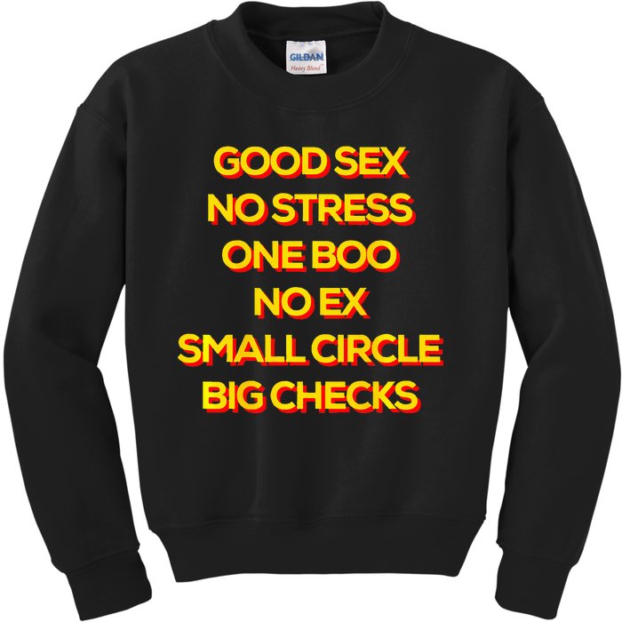 Good Sex No Stress One Boo No Ex Small Circle Big Checks Kids Sweatshirt