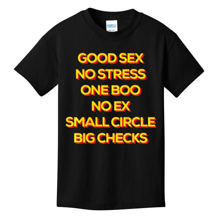 Good Sex No Stress One Boo No Ex Small Circle Big Checks Kids T-Shirt