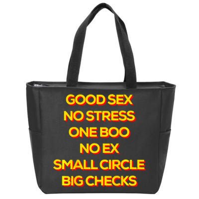 Good Sex No Stress One Boo No Ex Small Circle Big Checks Zip Tote Bag