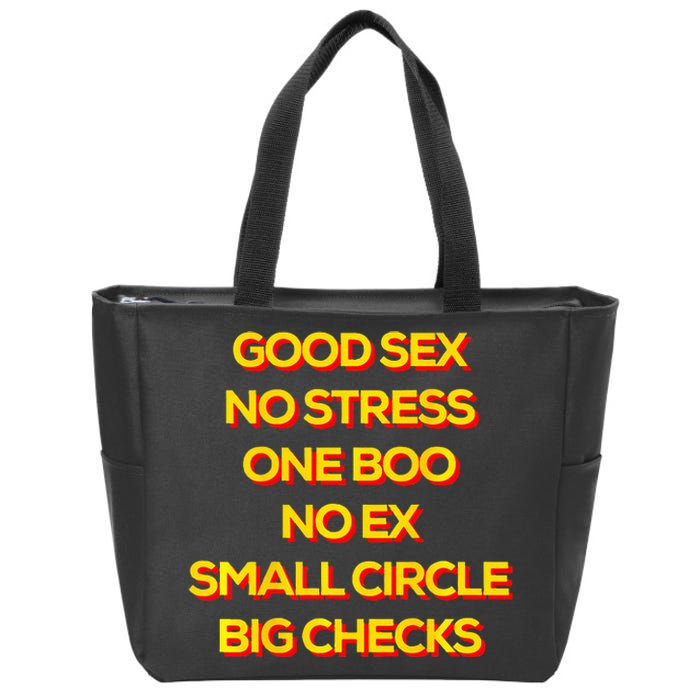 Good Sex No Stress One Boo No Ex Small Circle Big Checks Zip Tote Bag