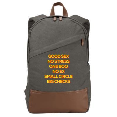 Good Sex No Stress One Boo No Ex Small Circle Big Checks Cotton Canvas Backpack