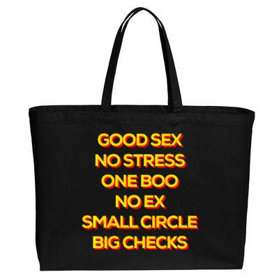 Good Sex No Stress One Boo No Ex Small Circle Big Checks Cotton Canvas Jumbo Tote