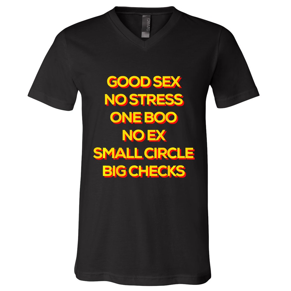 Good Sex No Stress One Boo No Ex Small Circle Big Checks V-Neck T-Shirt
