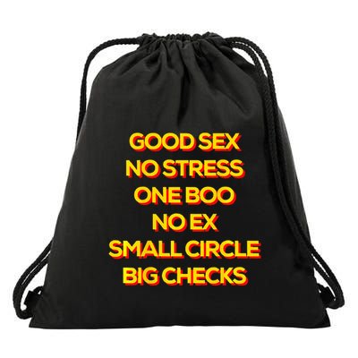 Good Sex No Stress One Boo No Ex Small Circle Big Checks Drawstring Bag