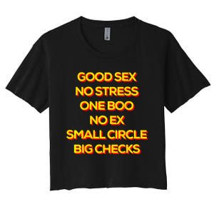 Good Sex No Stress One Boo No Ex Small Circle Big Checks Women's Crop Top Tee