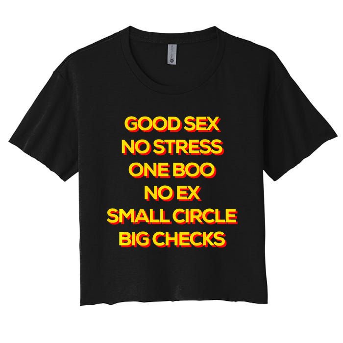 Good Sex No Stress One Boo No Ex Small Circle Big Checks Women's Crop Top Tee