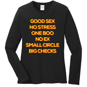 Good Sex No Stress One Boo No Ex Small Circle Big Checks Ladies Long Sleeve Shirt