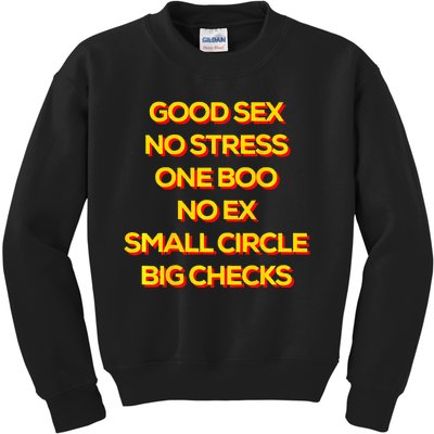 Good Sex No Stress One Boo No Ex Small Circle Big Checks Kids Sweatshirt