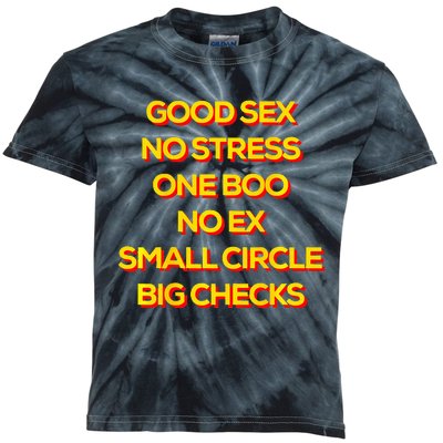 Good Sex No Stress One Boo No Ex Small Circle Big Checks Kids Tie-Dye T-Shirt