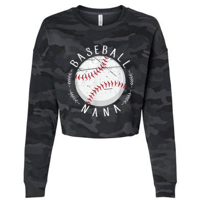 Grandmother Sports Nana Baseball Mother, Mother's Day Cropped Pullover Crew