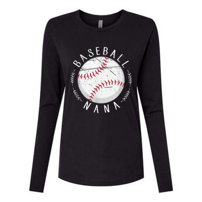 Grandmother Sports Nana Baseball Mother, Mother's Day Womens Cotton Relaxed Long Sleeve T-Shirt