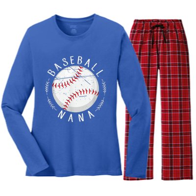 Grandmother Sports Nana Baseball Mother, Mother's Day Women's Long Sleeve Flannel Pajama Set 