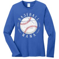 Grandmother Sports Nana Baseball Mother, Mother's Day Ladies Long Sleeve Shirt