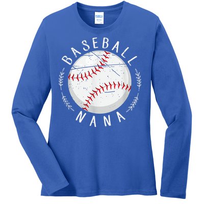 Grandmother Sports Nana Baseball Mother, Mother's Day Ladies Long Sleeve Shirt