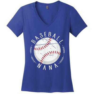 Grandmother Sports Nana Baseball Mother, Mother's Day Women's V-Neck T-Shirt