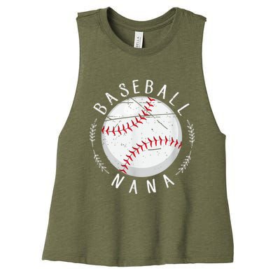 Grandmother Sports Nana Baseball Mother, Mother's Day Women's Racerback Cropped Tank