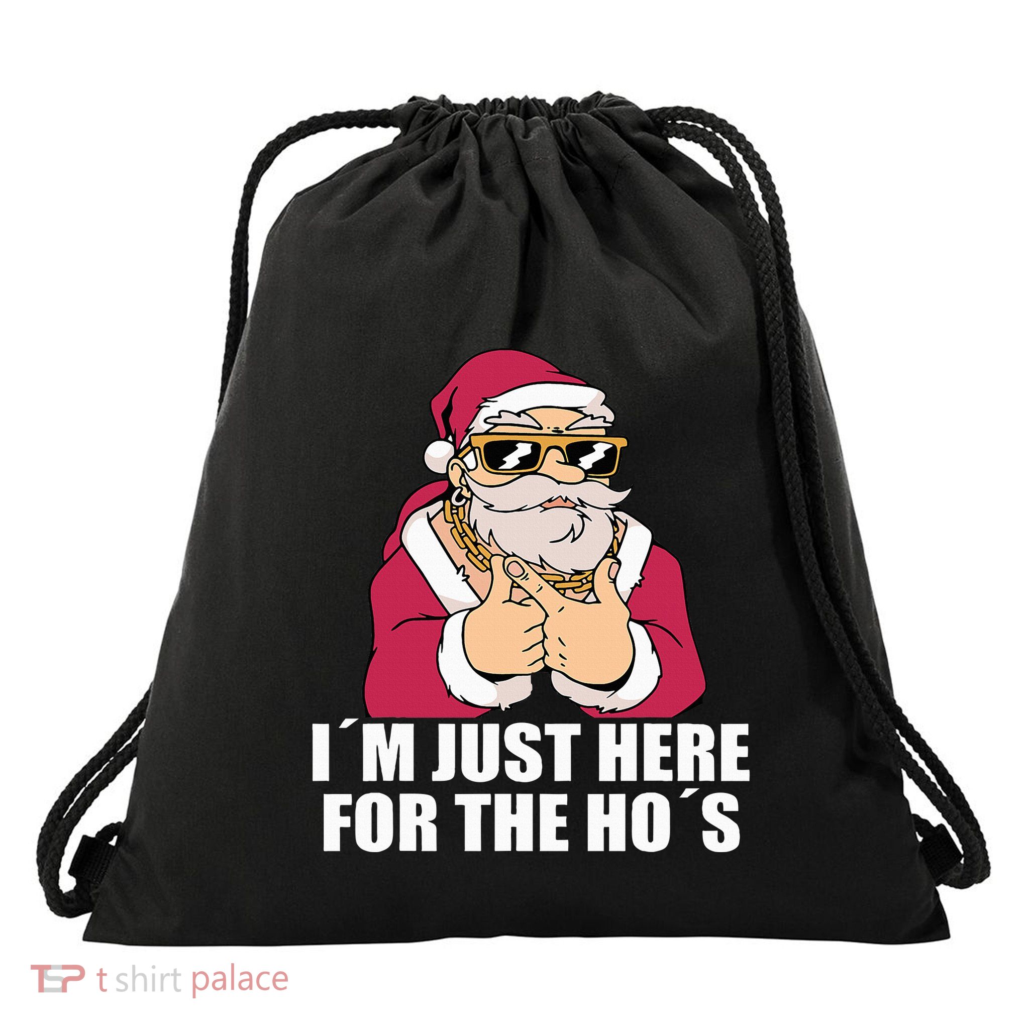 Gangsta Santa Naughty and Nice Xmas Vibes Drawstring Bag