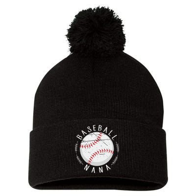 Grandmother Sports Nana Baseball Mother Pom Pom 12in Knit Beanie