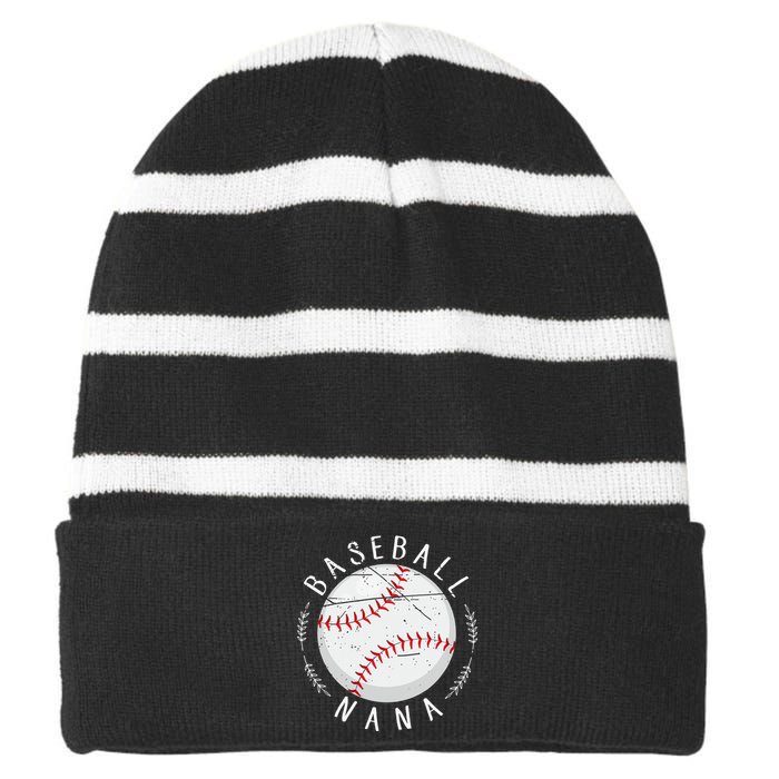 Grandmother Sports Nana Baseball Mother Striped Beanie with Solid Band