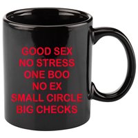 Good Sex No Stress One Boo No Ex Small Circle Big Checks 11oz C Handle Ceramic Mug