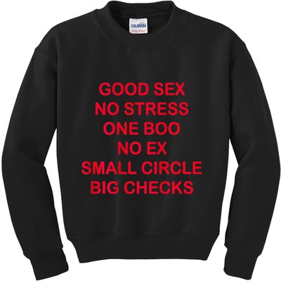 Good Sex No Stress One Boo No Ex Small Circle Big Checks Kids Sweatshirt