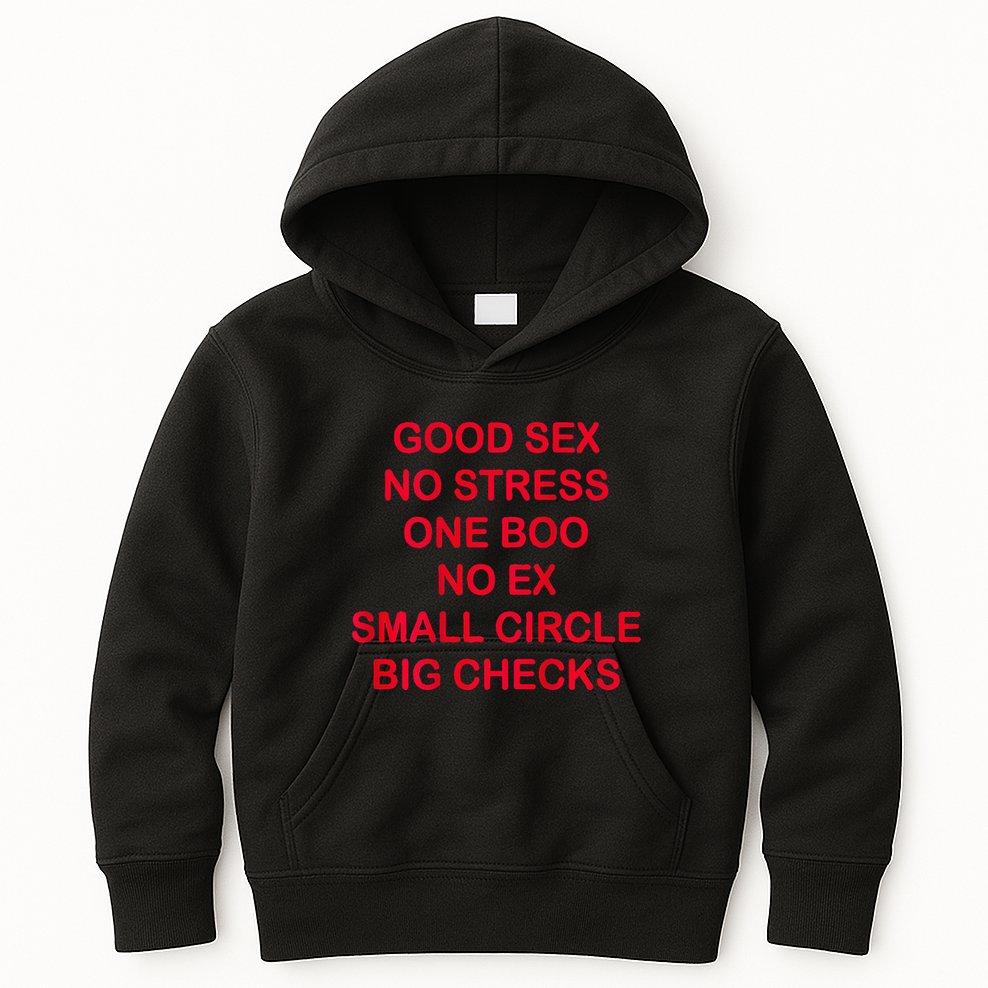 Good Sex No Stress One Boo No Ex Small Circle Big Checks Kids Hoodie