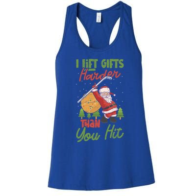 Goalie Sports Net Santa Claus Ice Hockey Cool Gift Women's Racerback Tank