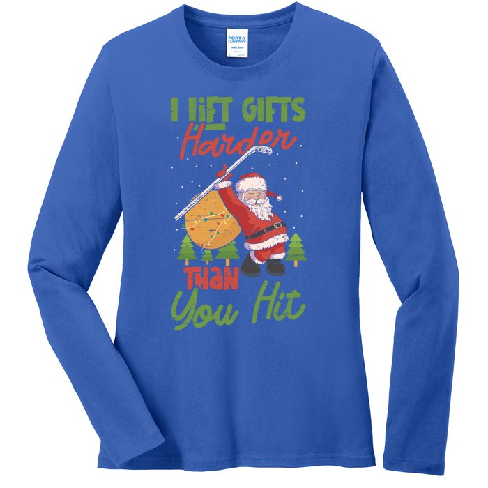 Goalie Sports Net Santa Claus Ice Hockey Cool Gift Ladies Long Sleeve Shirt