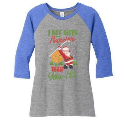 Goalie Sports Net Santa Claus Ice Hockey Cool Gift Women's Tri-Blend 3/4-Sleeve Raglan Shirt