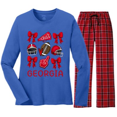 Georgia Sister Niece Coquette Bow Women's Long Sleeve Flannel Pajama Set 