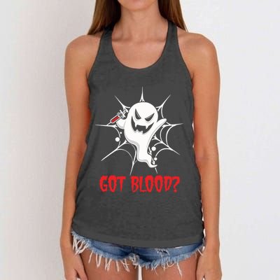 Ghost Syringe Needle Phlebotomist Phlebotomy Doctor Gift Women's Knotted Racerback Tank