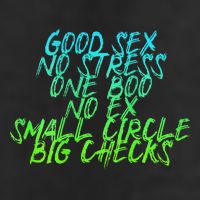 Good Sex No Stress One Boo No Ex Small Circle Back Motif 7 Panel Mesh Trucker Snapback Hat