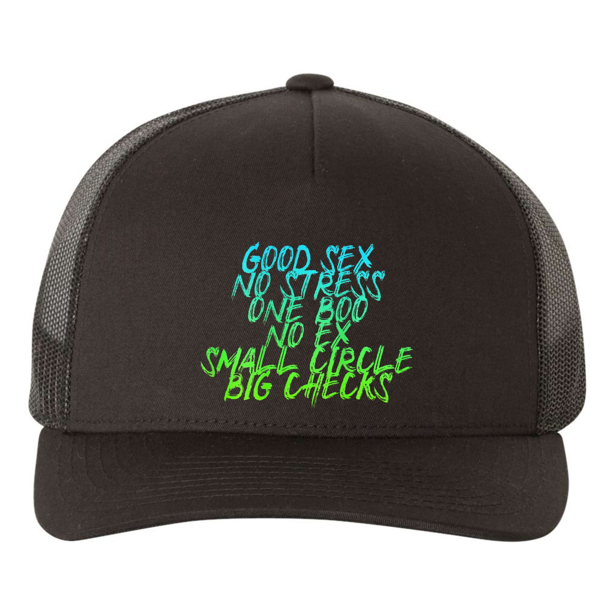 Good Sex No Stress One Boo No Ex Small Circle Back Motif Yupoong Adult 5-Panel Trucker Hat