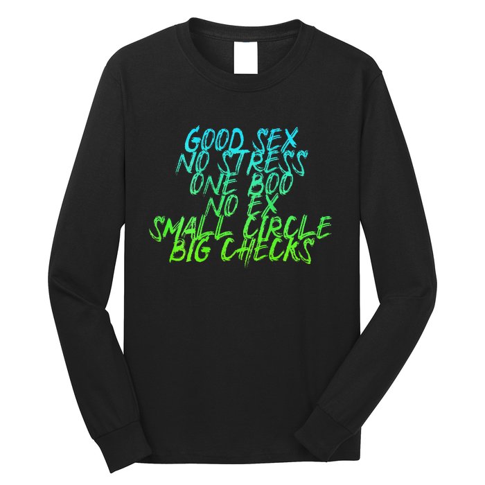 Good Sex No Stress One Boo No Ex Small Circle Back Motif Long Sleeve Shirt