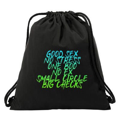 Good Sex No Stress One Boo No Ex Small Circle Back Motif Drawstring Bag