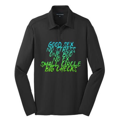 Good Sex No Stress One Boo No Ex Small Circle Back Motif Silk Touch Performance Long Sleeve Polo