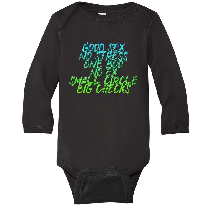 Good Sex No Stress One Boo No Ex Small Circle Back Motif Baby Long Sleeve Bodysuit