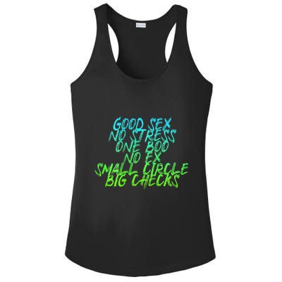Good Sex No Stress One Boo No Ex Small Circle Back Motif Ladies PosiCharge Competitor Racerback Tank