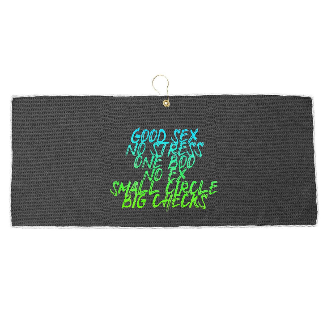 Good Sex No Stress One Boo No Ex Small Circle Back Motif Large Microfiber Waffle Golf Towel