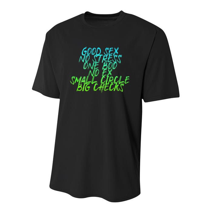 Good Sex No Stress One Boo No Ex Small Circle Back Motif Youth Performance Sprint T-Shirt