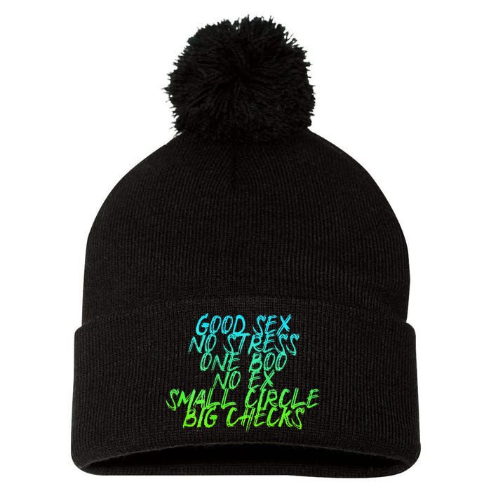 Good Sex No Stress One Boo No Ex Small Circle Back Motif Pom Pom 12in Knit Beanie