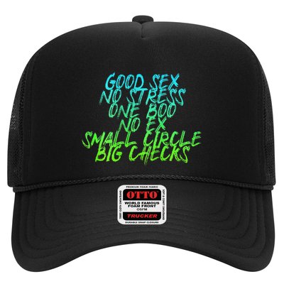 Good Sex No Stress One Boo No Ex Small Circle Back Motif Trucker Hat