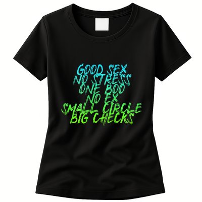 Good Sex No Stress One Boo No Ex Small Circle Back Motif Womens T-Shirt