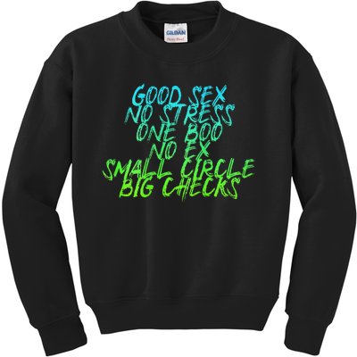 Good Sex No Stress One Boo No Ex Small Circle Back Motif Kids Sweatshirt