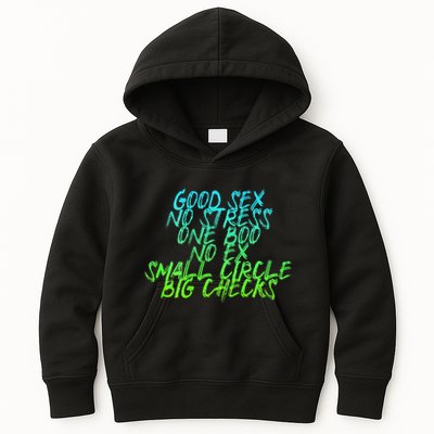 Good Sex No Stress One Boo No Ex Small Circle Back Motif Kids Hoodie